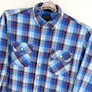 Pendleton Burnside Flannel Shirt Men XL Blue Plaid Long Sleeve Button Up Work
